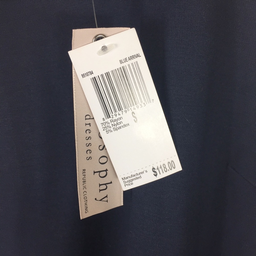 Philosophy Navy Stretch Beaded Collar Dress B6 - Picture 5 of 6